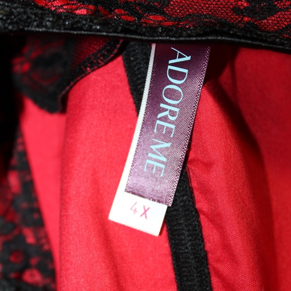 Red and Black Satin Lace Corset Bustier with Garters. Sz. 4XL - Picture 8 of 8
